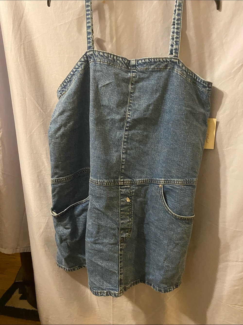 Universal Thread Blue Denim Women's Overall Dress with Front Pockets
